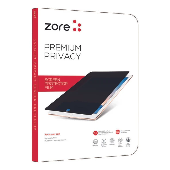 Zore Apple ile uyumlu iPad 5 Air Tablet Privacy Temperli Cam Ekran Koruyucu - 1