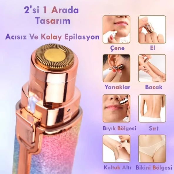 Simli 2'si 1 Arada Yüz Kaş Bıyık Epilatör - 2