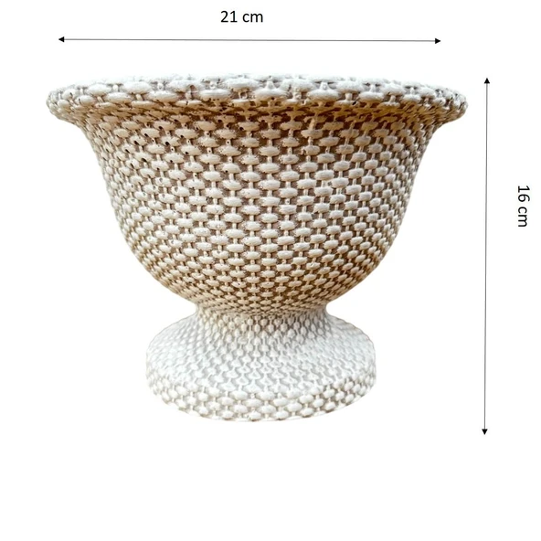 Bitki Tasarımı Ev dekorasyon Hasır Desen Ayaklı Aranjmanlık Beton Saksı Çiçeklik Saksılık - Resim 2