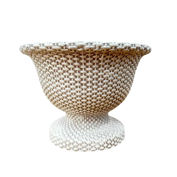 Bitki Tasarımı Ev dekorasyon Hasır Desen Ayaklı Aranjmanlık Beton Saksı Çiçeklik Saksılık - Resim 3