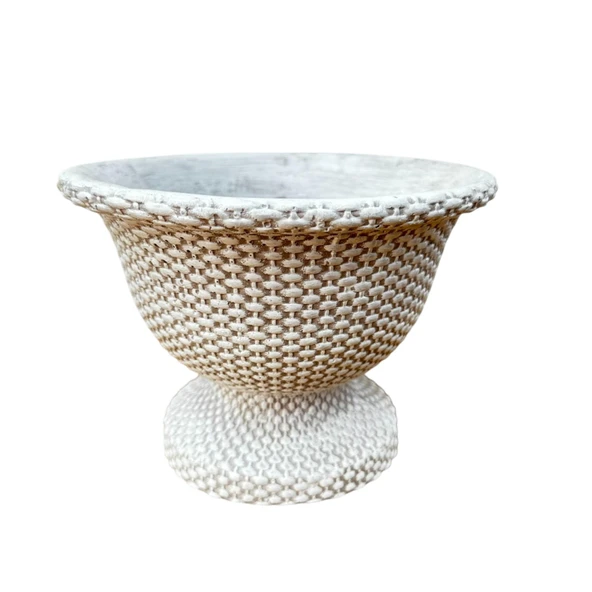 Bitki Tasarımı Ev dekorasyon Hasır Desen Ayaklı Aranjmanlık Beton Saksı Çiçeklik Saksılık - Resim 4