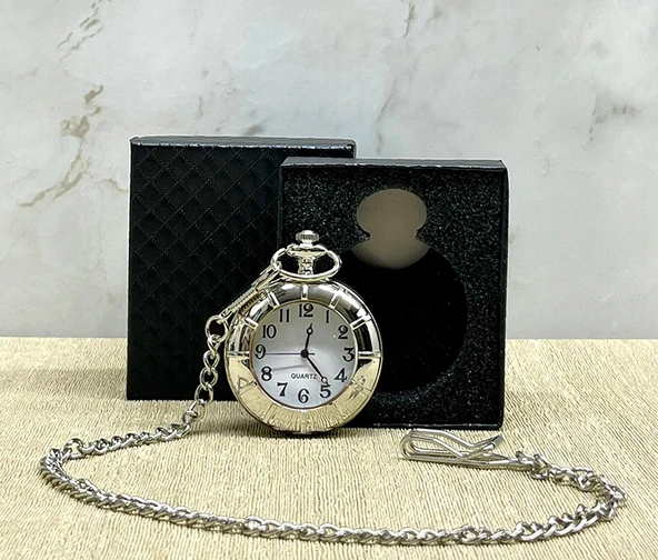 Özel Kutulu Gümüş Köstekli Saat ürün görseli