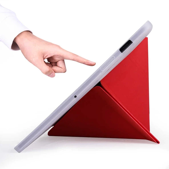 Zore Galaxy ile uyumlu Tab S7 Plus T970 Kılıf Tri Folding Kalem Bölmeli Standlı Kılıf - Resim 2