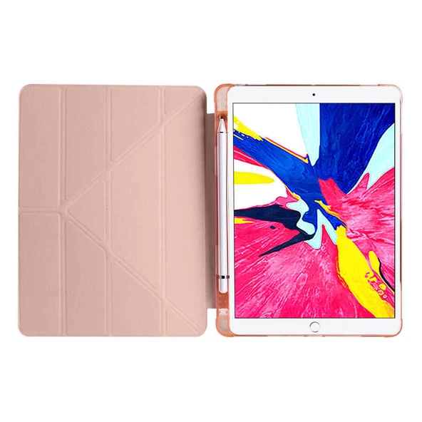 Zore Apple ile uyumlu iPad Pro 10.5 (7.Nesil) Kılıf Tri Folding Kalem Bölmeli Standlı Kılıf - Resim 3