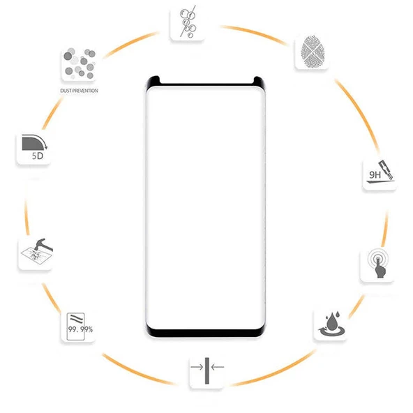 Zore Galaxy ile uyumlu Note 8 Kavisli Full Yapışkanlı Cam Ekran Koruyucu - 3