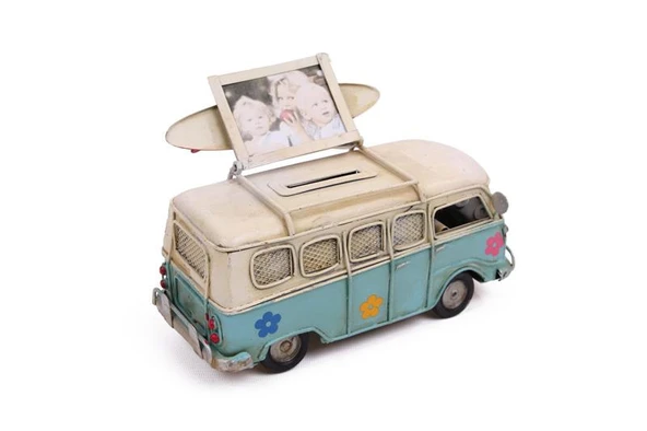 Dekoratif Metal Minibüs Çerçeveli ve Kumbaralı Hediyelik (1678SS) - Resim 3