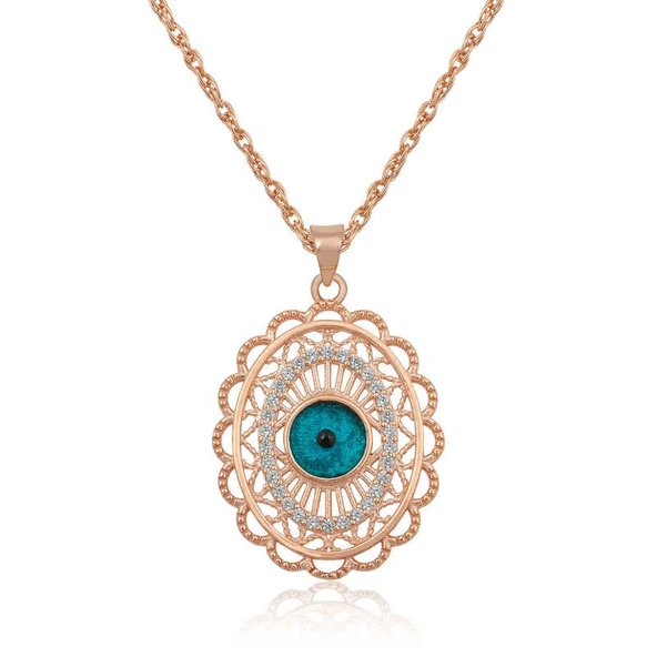 Supertrend ​gümüş Rose Oval Nazar Bayan Kolye ürün görseli