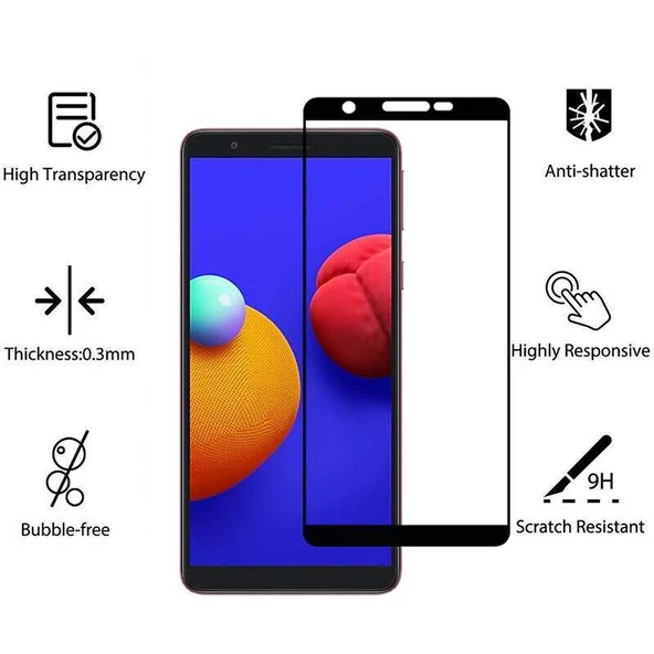 Zore Galaxy ile uyumlu A01 Core Kenarları Kırılmaya Dayanıklı Cam Ekran Koruyucu - 3