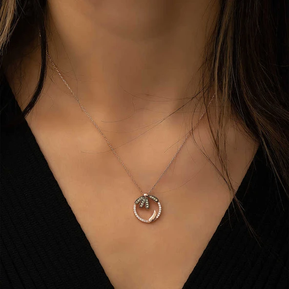 925 Ayar Gümüş Papatya "Seviyor"  Gümüş Kolye T4602 - Resim 3