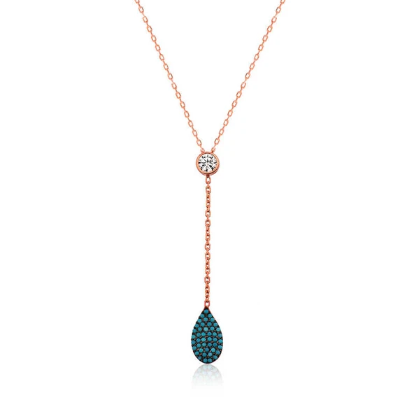 925 Ayar Gümüş Aşk Damlası Bayan Gümüş Kolye T6199 ürün görseli