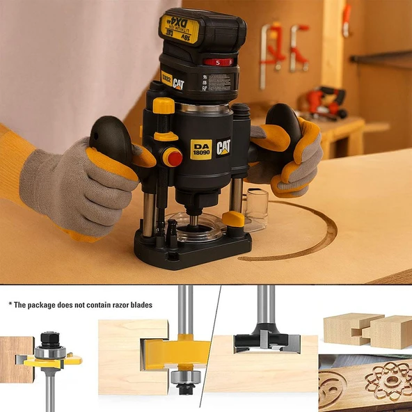 CAT DX82B.3 18Volt Şarjlı Kömürsüz 6mm Devir Ayarlı Profesyonel Avuç İçi El Frezesi Formika Tıraşlama (Akü Dahil Değildir) - 5