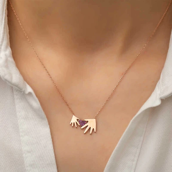 Supertrend Gümüş Rose Anne Çocuk Eli Bayan Kolye - Resim 2