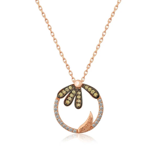 925 Ayar Gümüş Papatya "Seviyor"  Gümüş Kolye T4602 ürün görseli