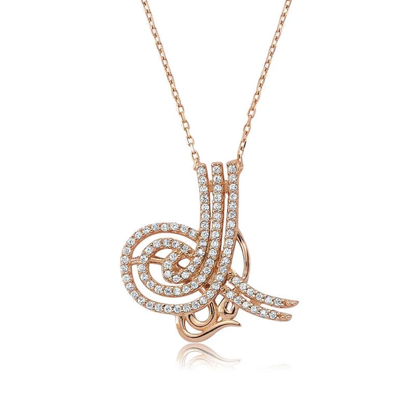 925 Ayar Gümüş Tuğralı Kadın Gümüş Kolye PT2610011 ürün görseli