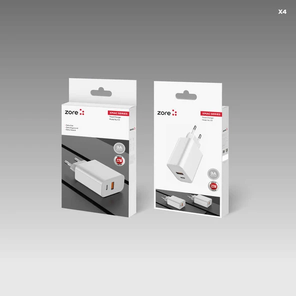Zore ​XMac Serisi X4 22W Seyahat Şarj Başlığı - 2