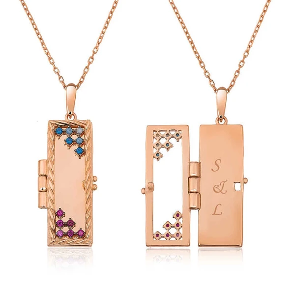 Supertrend ​gümüş Rose Kapaklı Kişiye Özel Kolye ürün görseli