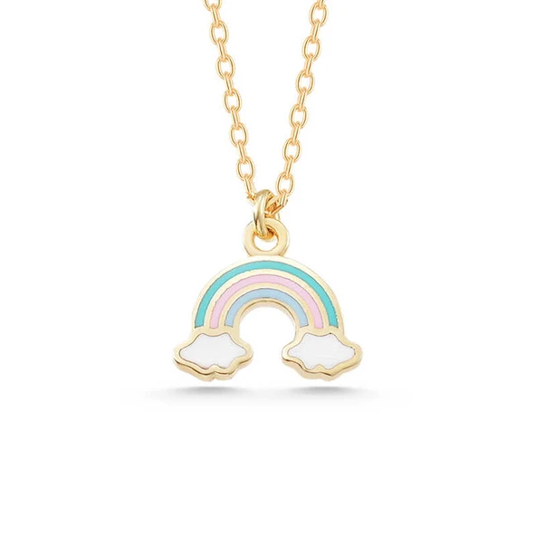 925 Ayar Gümüş Gold Gökkuşağı Kadın Kolye T7791 ürün görseli