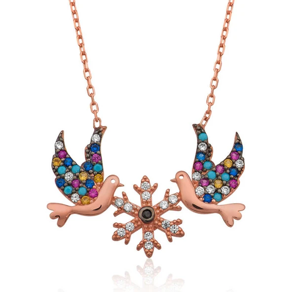 925 Ayar Gümüş Aşk Kuşları Kadın Gümüş Kolye PT2610881 ürün görseli