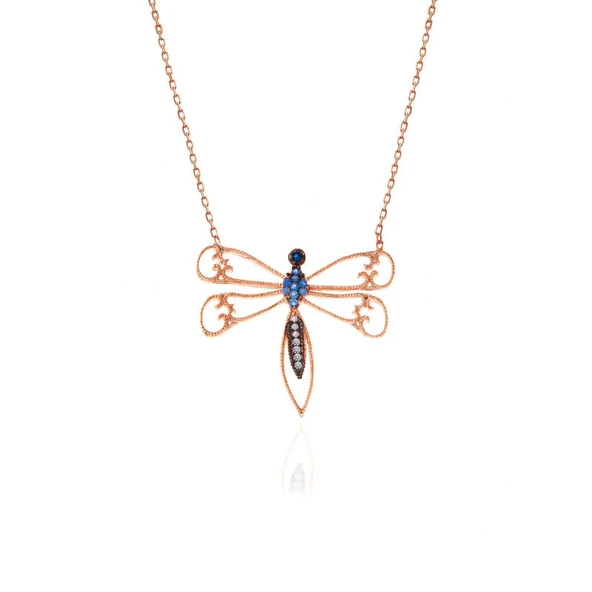 925 Ayar Gümüş Rose Yusufçuk Kadın Gümüş Kolye T7378 - Resim 2