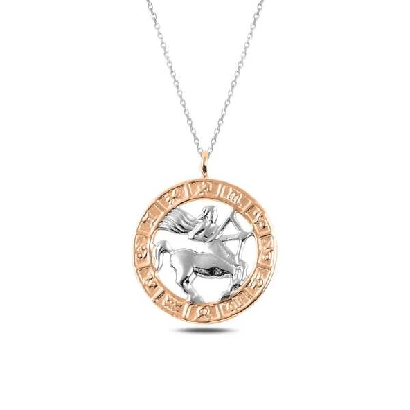 ​925 Ayar Gümüş Rose Yay Burcu Kadın Gümüş Kolye T4917 ürün görseli