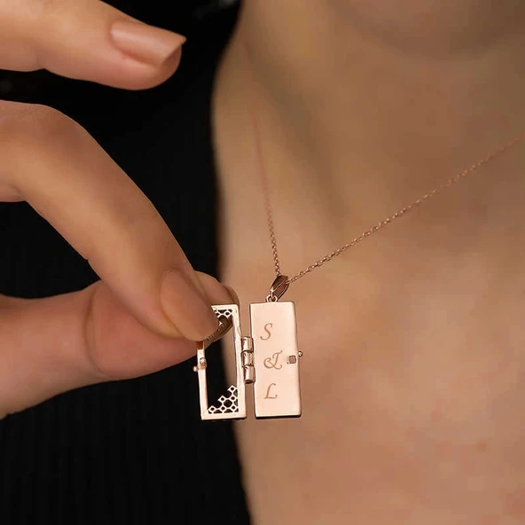 Supertrend ​gümüş Rose Kapaklı Kişiye Özel Kolye - Resim 2