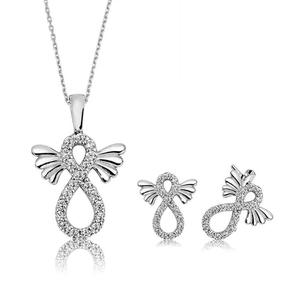 925 Ayar Gümüş Kanatlı Sonsuzluk Set ST1160066 - 1