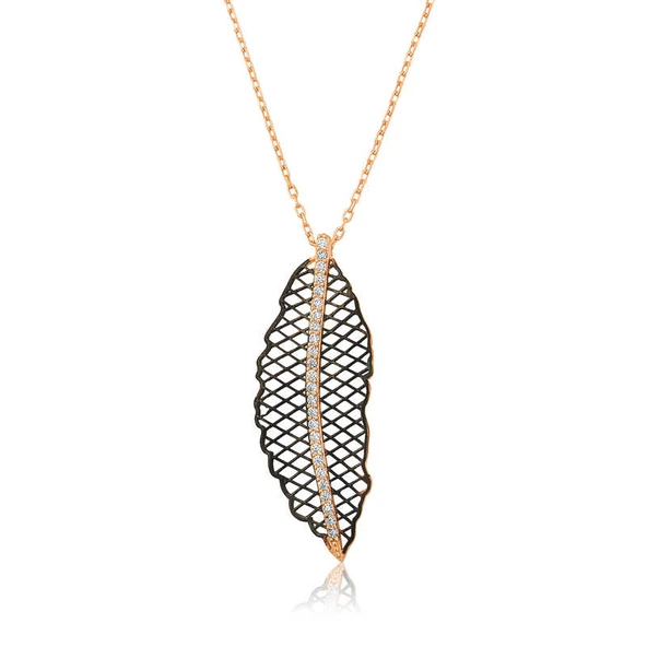 925 Ayar Gümüş Yaprak Kadın Gümüş Kolye T4548 ürün görseli