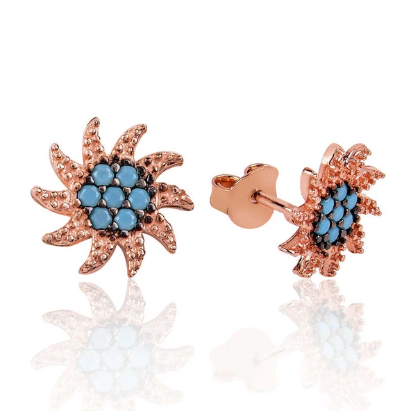 925 Ayar Gümüş Güneş Çivili Küpe EA1160073 - Resim 2