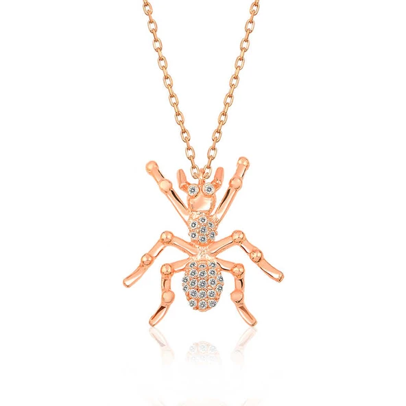925 Ayar Gümüş Rose Örümcek Kadın Gümüş Kolye T5120 ürün görseli 1