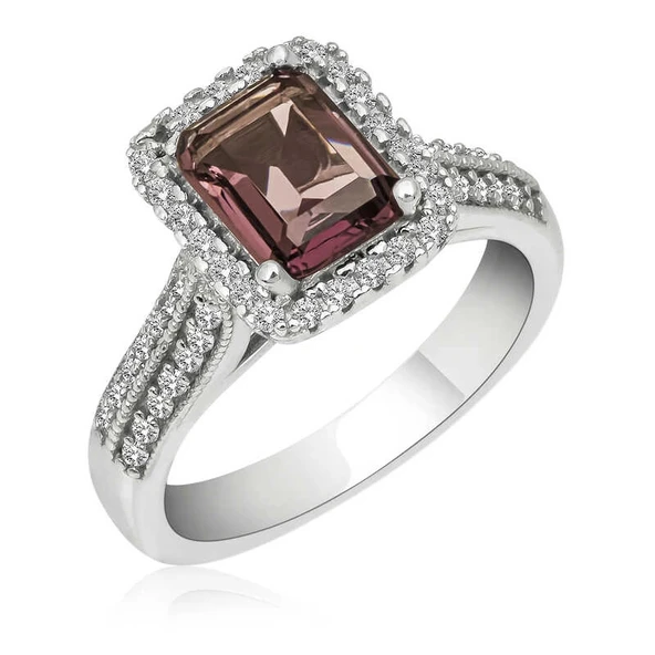 Gümüş Mor Baget Taşlı Kadın Yüzük ürün görseli 1