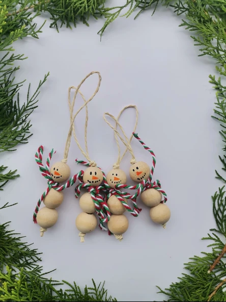 Kardan Adam Figürlü Yılbaşı Ağacı Süsü 1 Adet Boncuk Çapı 1.8 mm Uzunluk Askı İpi Dahil 13 cm - Resim 5