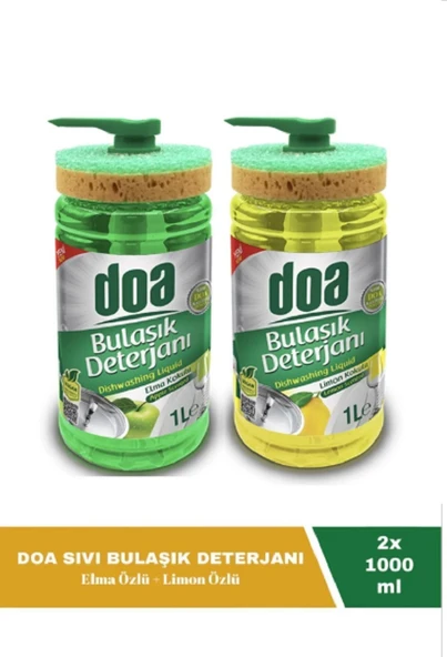 Doa Sıvı Bulaşık Deterjanı Elma ve Limon Özlü 2 x 1000 Ml ürün görseli