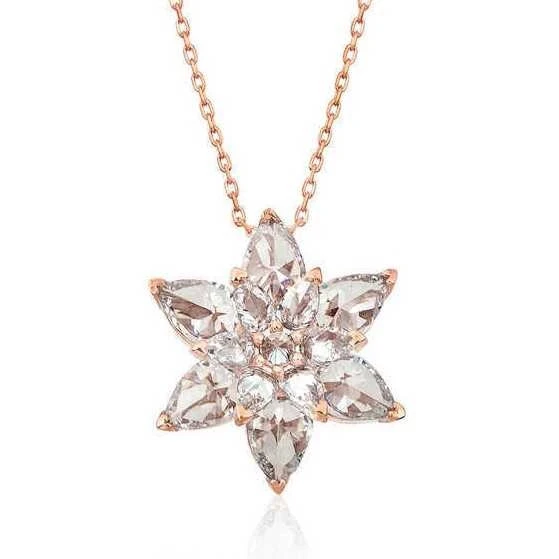 Supertrend Gümüş Rose Beyaz Lotus Çiçeği Kolye ürün görseli