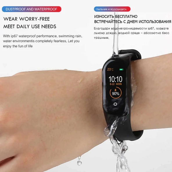 M4 Akıllı Saat Bileklik Kalp Hızı Kan Basıncı Nabız Pedometre Smart Watch - Resim 5