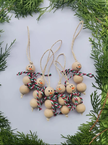 Kardan Adam Figürlü Yılbaşı Ağacı Süsü 1 Adet Boncuk Çapı 1.8 mm Uzunluk Askı İpi Dahil 13 cm - Resim 6