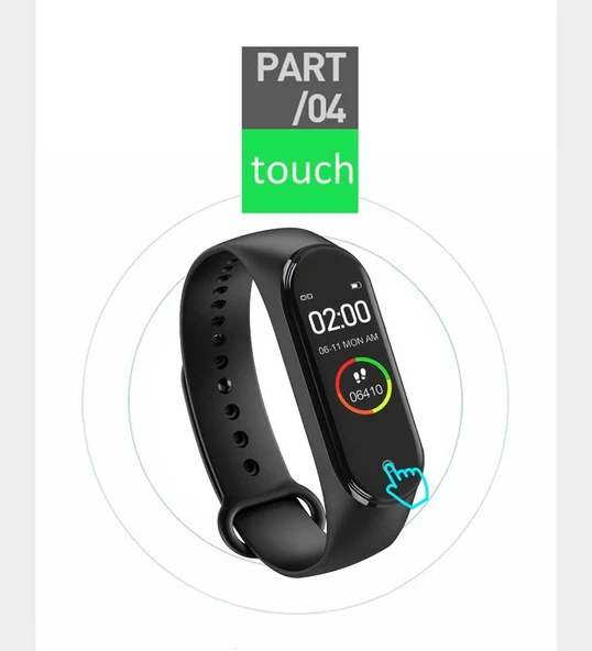 M4 Akıllı Saat Bileklik Kalp Hızı Kan Basıncı Nabız Pedometre Smart Watch - Resim 2