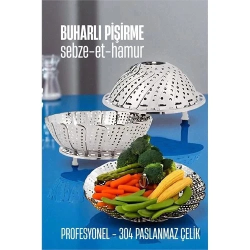 CEYLAN ADAM  Sebze Pişirme Sepeti - Buharda Pişirme Haşlama Aparatı Paslanmaz Çelik ürün görseli 1