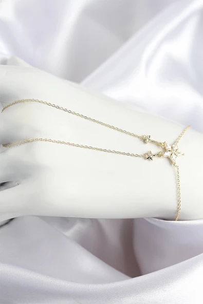 CEYLAN ADAM Pirinç Zirkon Taşlı Yıldız Model Gold Renk Şahmeran ürün görseli