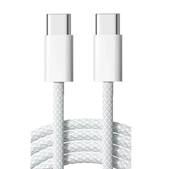 ScHitec 240W 3Metre Type-C to Type-C Örgülü Hızlı Data ve Şarj Kablosu Beyaz TC35 - Resim 8