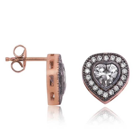 Supertrend Gümüş Elmas Montür Kalpli Bayan Küpe ürün görseli