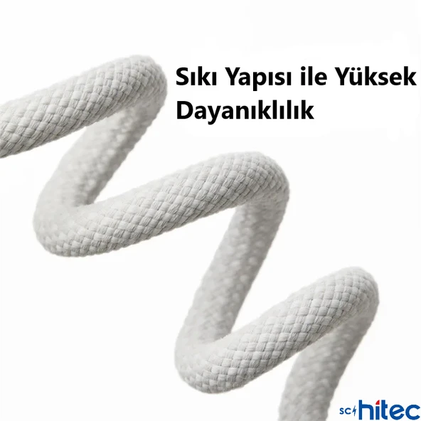 ScHitec 240W 3Metre Type-C to Type-C Örgülü Hızlı Data ve Şarj Kablosu Beyaz TC35 - Resim 9