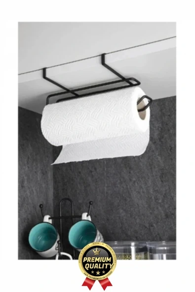 Özel Üretim Pratik Dayanıklı Dolap Kapağına Uyumlu Paslanmaz Metal Siyah Kağıt Havluluk Askı 28x13cm - 3