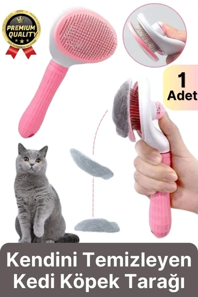 Özel Üretim Pembe Kendini Temizleyen Otomatik Tuşlu Evcil Hayvan Pet Tüy Toplayıcı Kedi Köpek Tarağı - 1