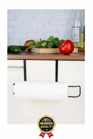 Özel Üretim Pratik Dayanıklı Dolap Kapağına Uyumlu Paslanmaz Metal Siyah Kağıt Havluluk Askı 28x13cm - 5