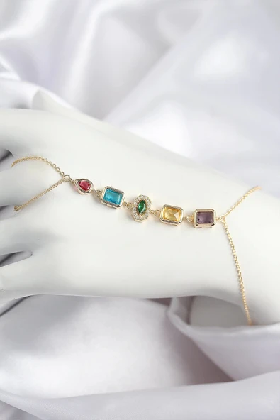 CEYLAN ADAM Pirinç Renkli Zirkon Taşlı Model Gold Renk Şahmeran - 1