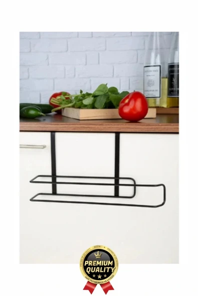 Özel Üretim Pratik Dayanıklı Dolap Kapağına Uyumlu Paslanmaz Metal Siyah Kağıt Havluluk Askı 28x13cm - 4
