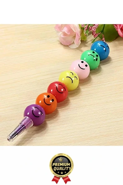 Özel Seri İlkokul Okul Öğrenci Renkli Hafif Eğlenceli Emoji Yüzlü Yumurtlayan Mini Kalem 4'lü Set - 7