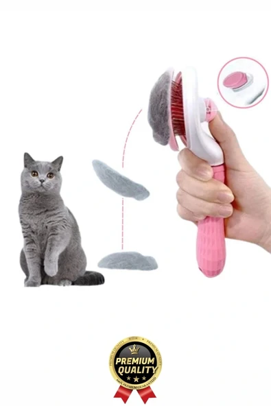 Özel Üretim Pembe Kendini Temizleyen Otomatik Tuşlu Evcil Hayvan Pet Tüy Toplayıcı Kedi Köpek Tarağı - 2