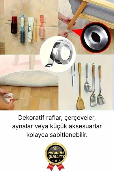 Çok Amaçlı Çift Taraflı İz Bırakmaz Montaj Tamir Bandı Şeffaf Güçlü Silikon Bant 18mm X 2mt 1 Adet - Resim 4