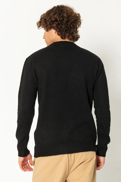 Erkek Kaşmir Dokulu Bisiklet Yaka Şık Triko Kazak - 3